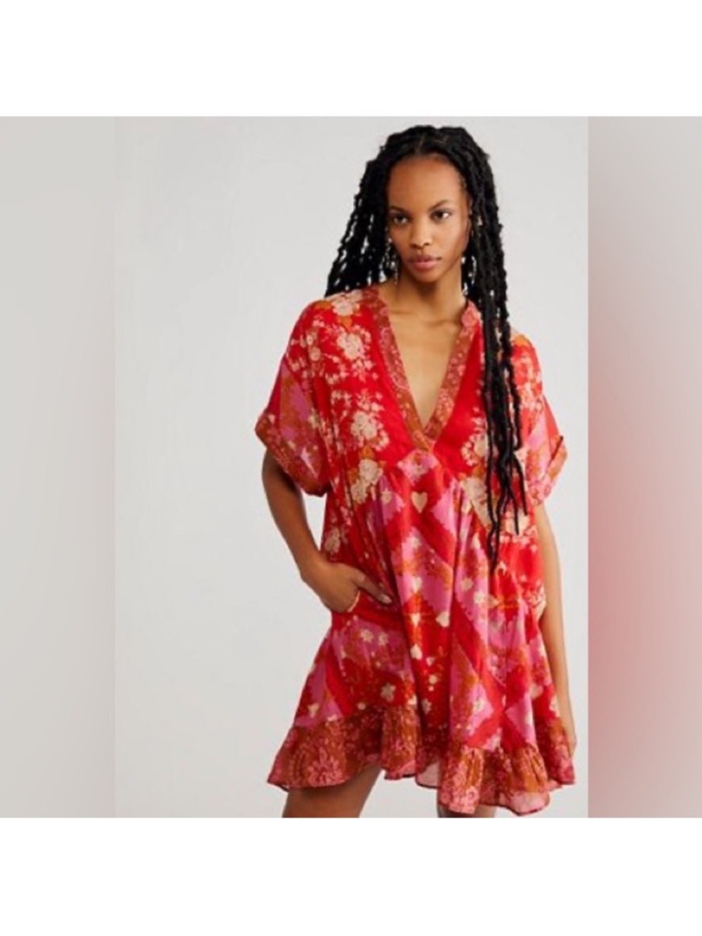 Free People Agnes patchwork tunic mini dress